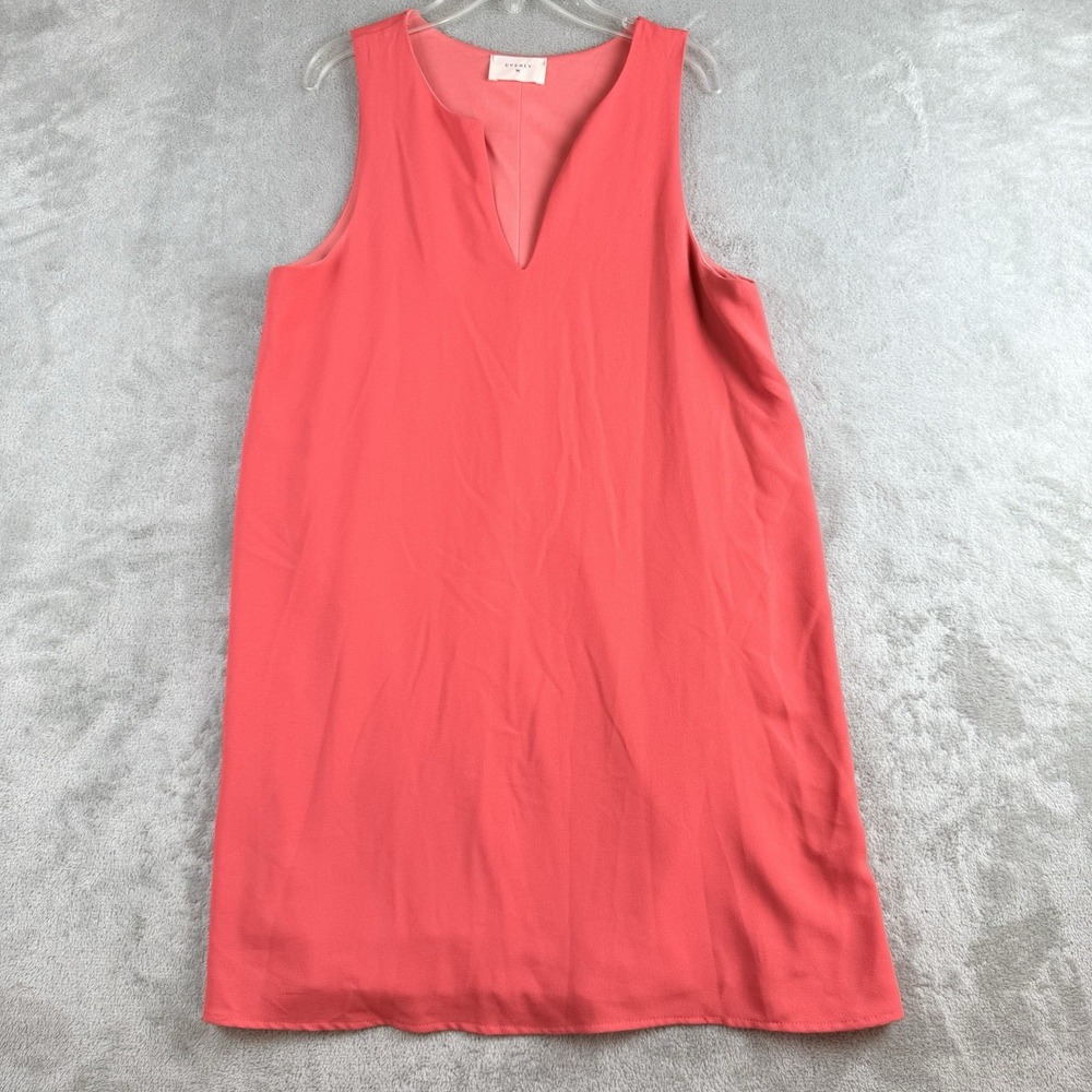 Everly Dress Medium Pink Coral Split V Neck Sleeveless Lined Party Cocktail